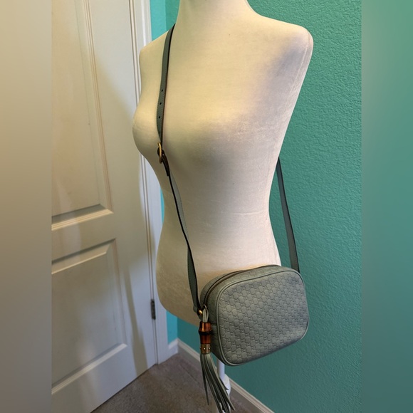 GUCCI Microguccissima Crossbody Disco Bag, light blue and gold - Picture 2 of 14